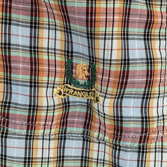 Wrangler Riata Classic Fit Shirt Rainbow Plaid Short Sleeve Button Down Mens L - Picture 3 of 11